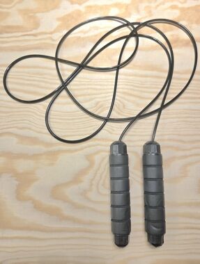 Black Wire Jump Rope w/ Foam Grip Adjustable Handle Bars